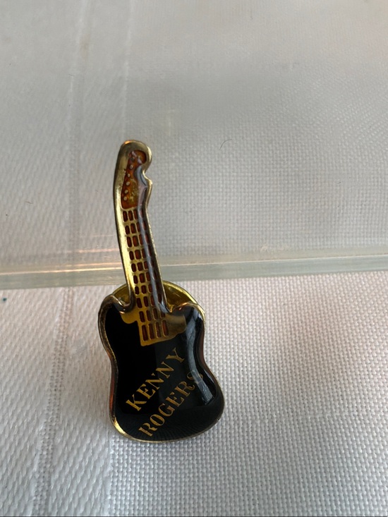 Other - Kenny Rogers Gold & Black Guitar Pin lapel hat or bag vintage pin